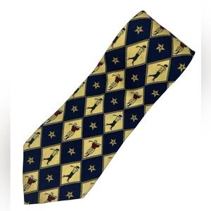 Tommy Hilfiger 100% Silk Golfer Blue and Yellow Necktie